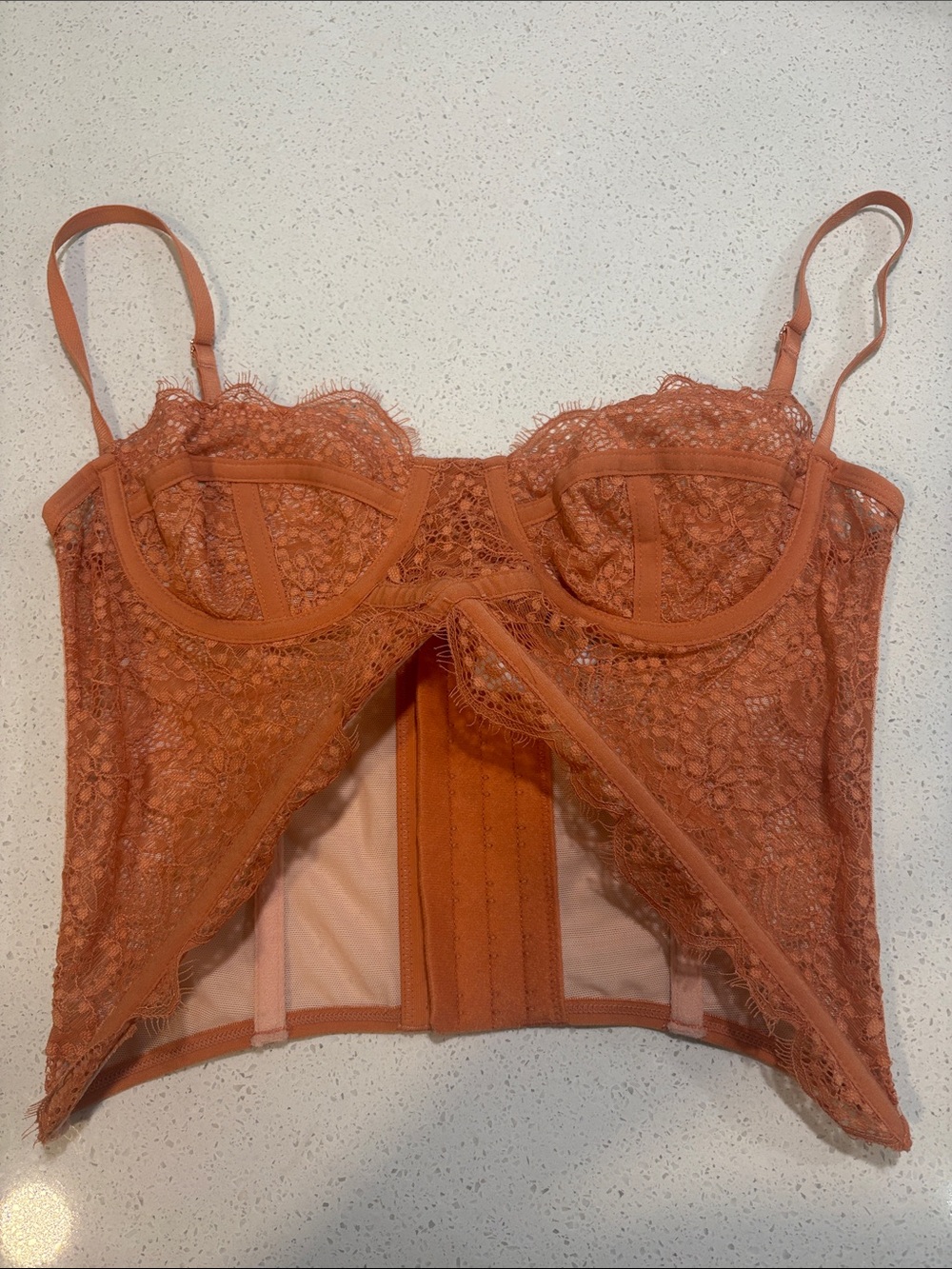 Free People Out From Under Lace Bustier Crop Top - Rust NWOT